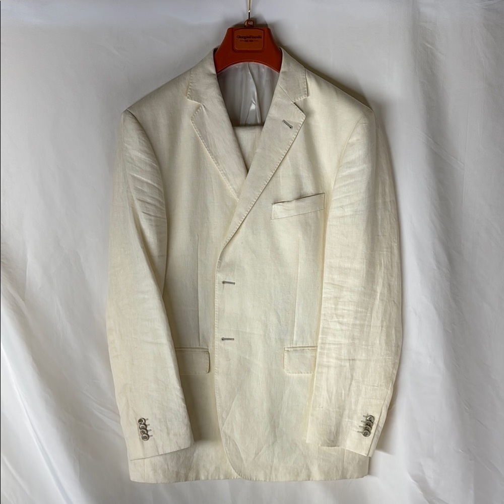 INGRAM Cream Linen Suit with pants by GIORGIO FIORELLI Size: 46R (US) 56R (Euro)